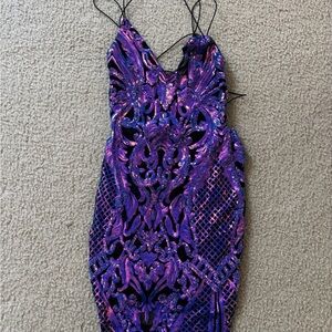 Windsor Vibrant Purple and Pink Backless Dress